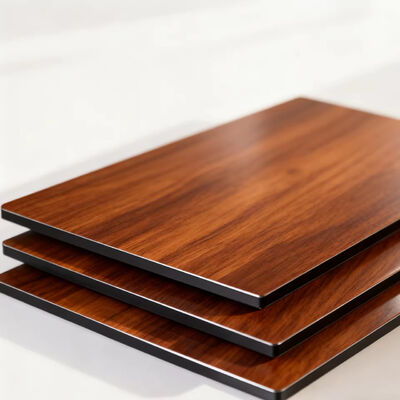 จี๋เซียง ซื่อจี้ แผ่นอลูมิเนียมคอมโพสิตไม้ 3 มิติ สองหน้า | ลายไม้โอลิฟ ACP | แกนกันไฟ B1 หนา 4 มม.